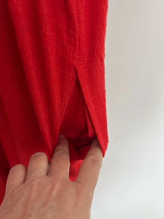 Max Studio Red V-Neck Tiered Boho Chic Dress Size 3X - Picture 4 of 7